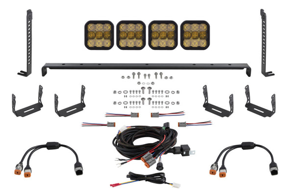 Diode Dynamics 14-23 Toyota 4Runner SS5 Stealth Grille LED 4-Pod Kit - Sport Yellow Combo - DD7543 for 2014-2024 Toyota 4Runn