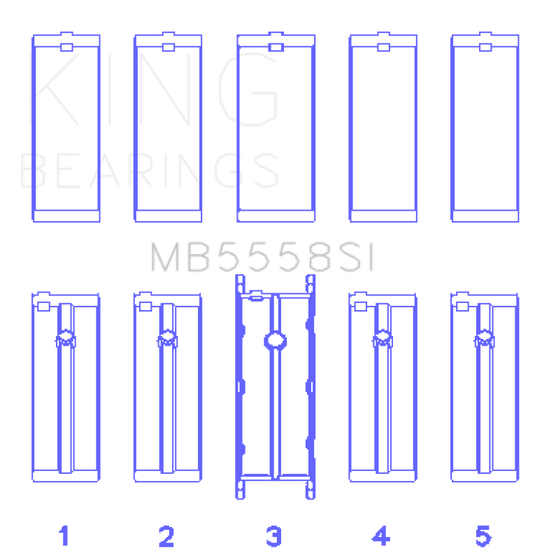King Engine Bearings Ford R6A/114Ci 1.9L/121Ci 2.0L (Size +0.50mm) Main Bearing Set - MB5558SI0.5