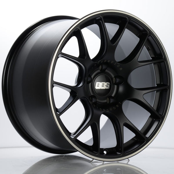BBS CH-R 19x11 5x130 ET56 CB71.6 Satin Black Polished Rim Protector Wheel w/ Motorsport Etching - CH111BPO-MTSP by BBS