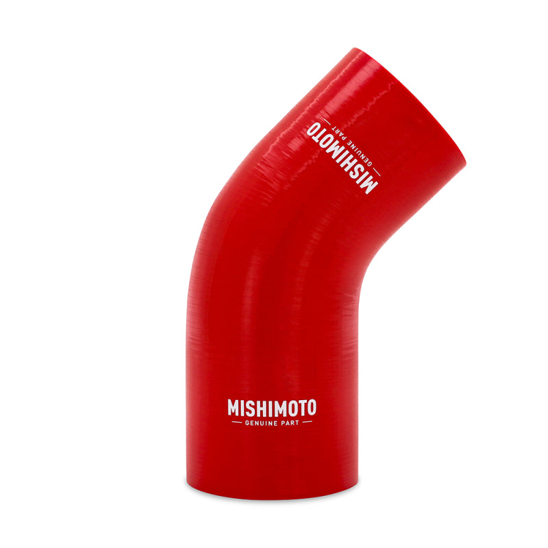 Mishimoto Silicone Reducer Coupler 45 Degree 2.5in to 2.75in - Red - MMCP-R45-25275RD by Mishimoto - front view