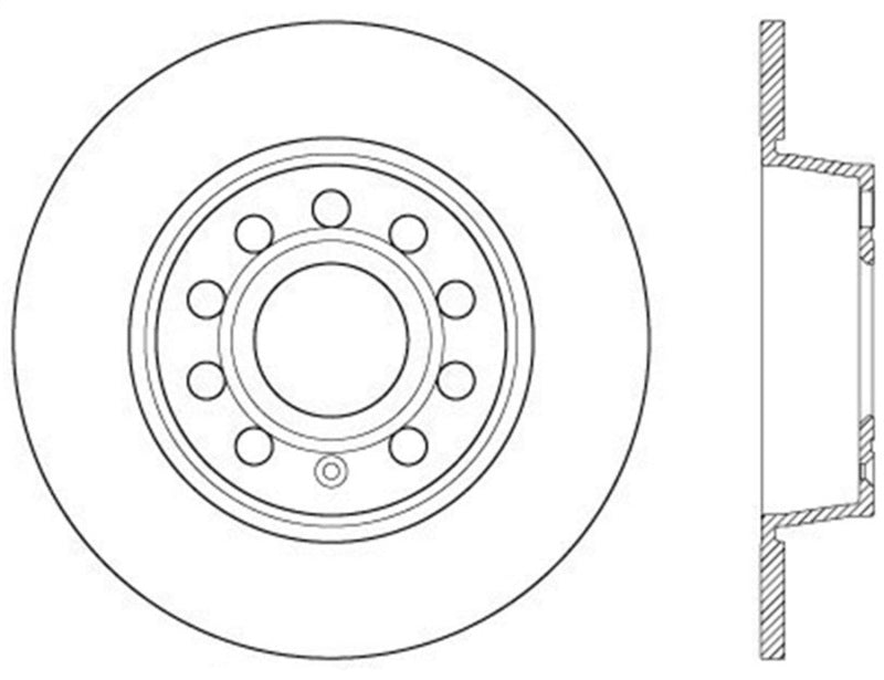 StopTech 10-12 and 15-16 Audi A3/A3 Quattro Sportstop Cryo Slotted & Drilled Rear Left Rotor - 127.33131CL