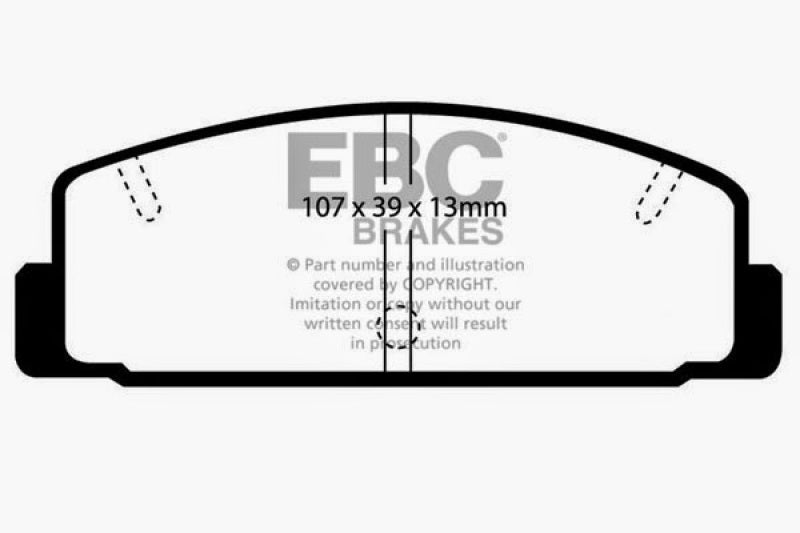 EBC 03-04 Mazda Protege 2.0 Turbo (Mazdaspeed) Ultimax2 Rear Brake Pads - UD332 for 1984-1995 Mazda RX 7 - front view