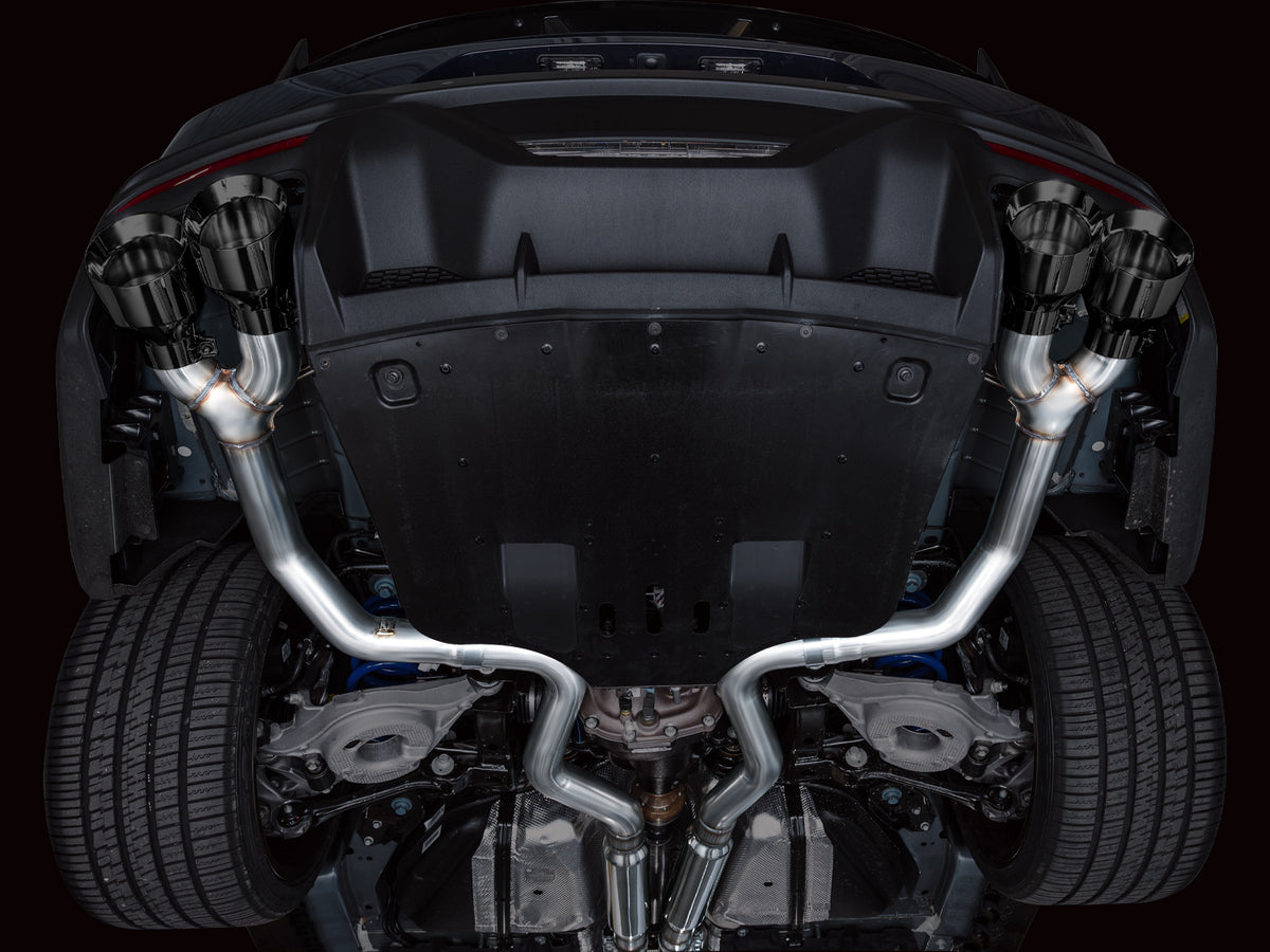 AWE 2024 Ford Mustang Dark Horse S650 RWD Track Edition Catback Exhaust w/ Quad Diamond Black Tips - 3020-43375