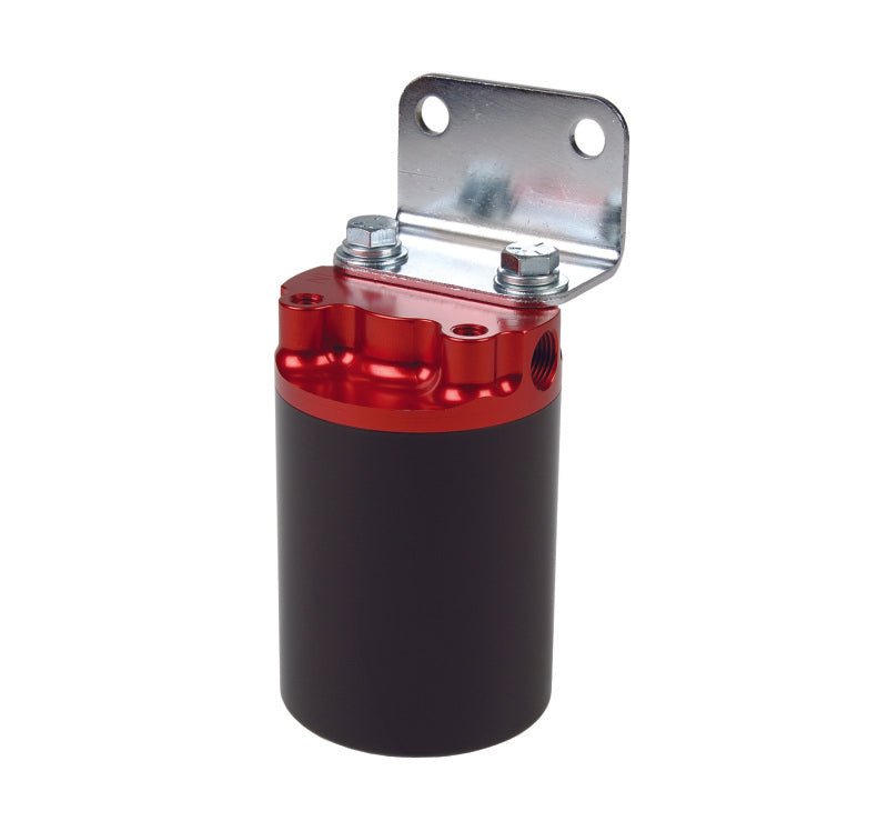Aeromotive SS Series Billet Canister Style Fuel Filter Anodized Black/Red - 10 Micron Fabric Element - 12317