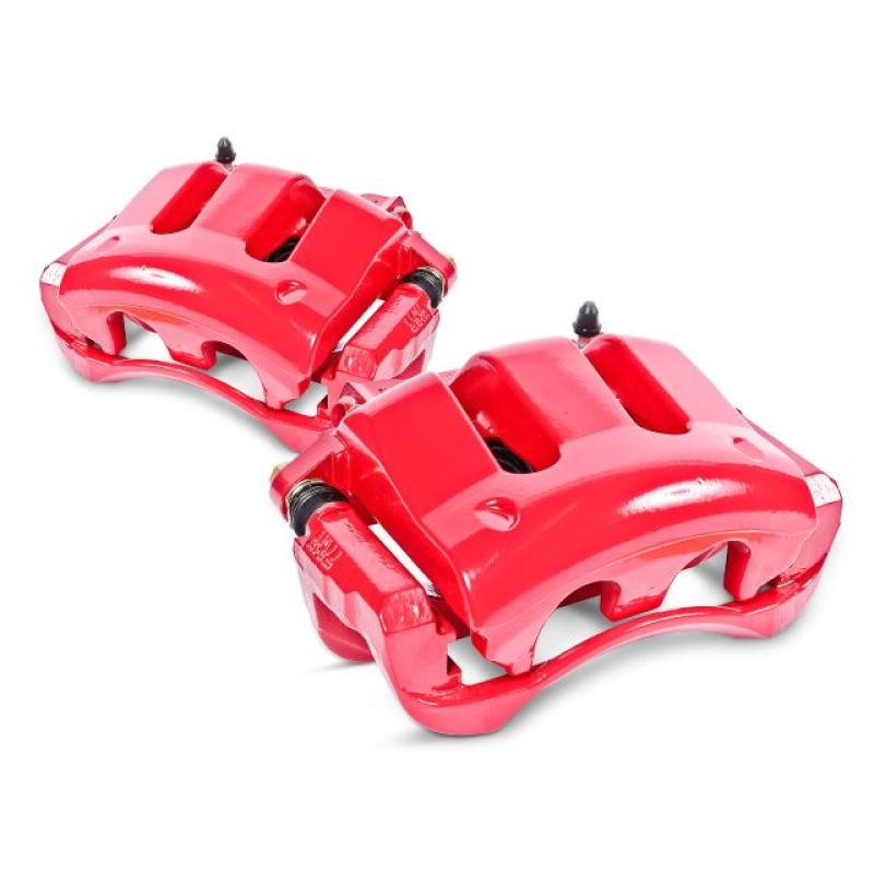 Power Stop 07-09 Chrysler Aspen Rear Red Calipers w/Brackets - Pair - S4836 for 2002-2010 Dodge Ram 1500 - angle view