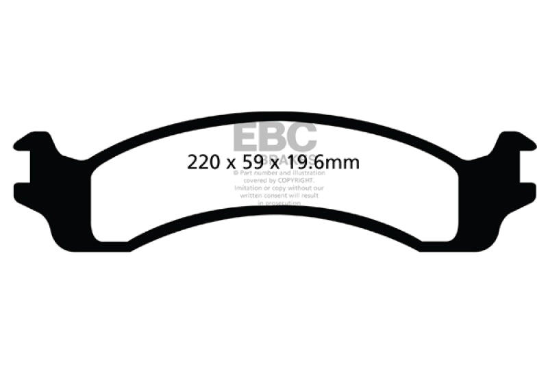 EBC 00-02 Dodge Ram 2500 Pick-up 5.2 2WD (Pad with wear sensor) Ultimax2 Front Brake Pads - UD859 for 2000-2002 Dodge Ram 250