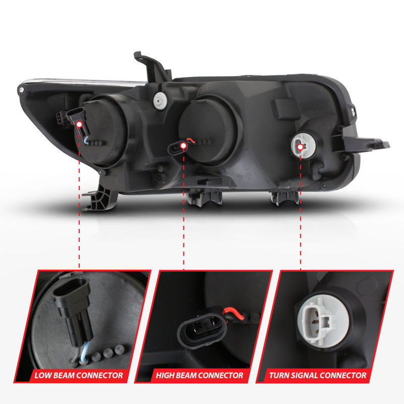 ANZO 2008-2010 Scion Xb Projector Headlights w/ Halo Black - 121280