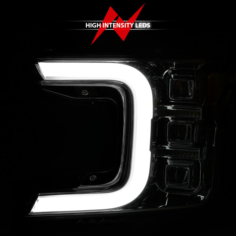 Anzo 18-20 Ford F-150 Full Led Projector Light Bar Style Headlights - Chrome Amber - 111521