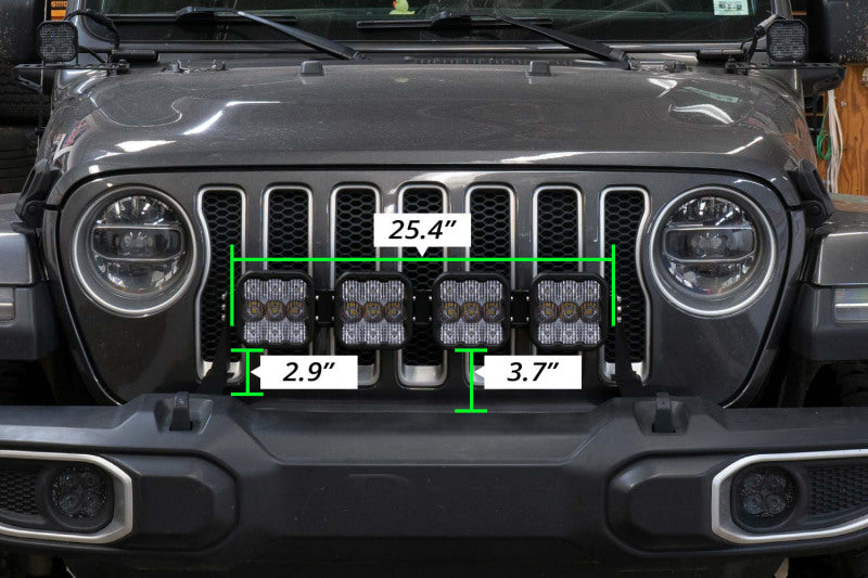 Diode Dynamics Jeep JL SS5 4-Pod CrossLink Grille Lightbar Kit Pro - Yellow Combo - DD7269