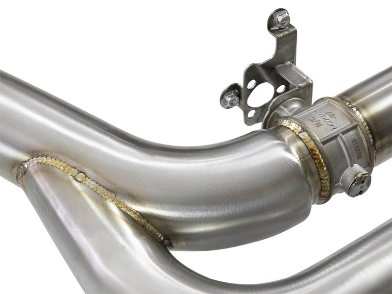 aFe MACH Force-Xp 3.5in. 304 SS C/B Exhaust w/o Muffler 15-18 BMW X5 M V8-4.4L (tt) - Black Tip - 49-36342-B