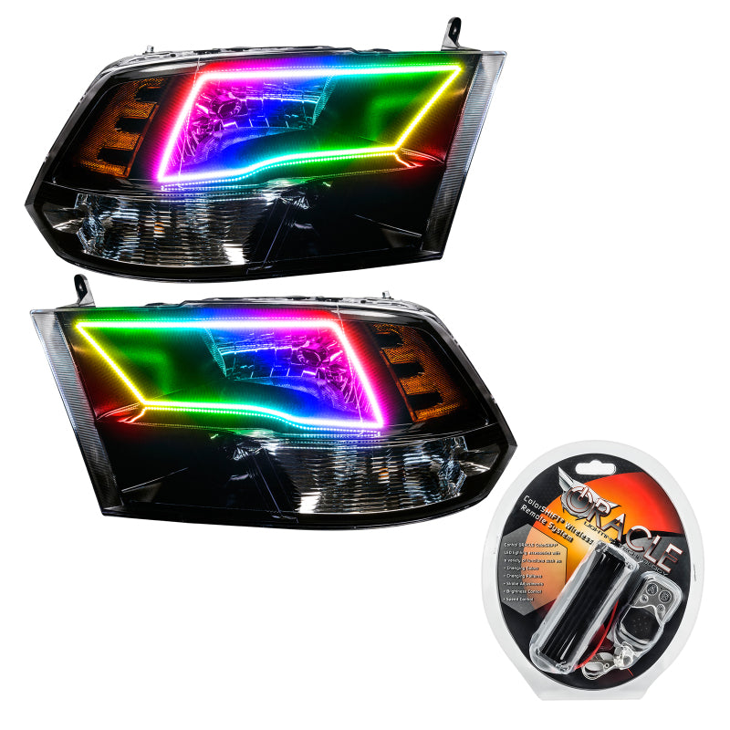 Oracle 09-17 RAM 1500 TRX/SLT Quad Pre-Assembled Headlights - Blk Housing - ColorSHIFT SEE WARRANTY - 7121-330