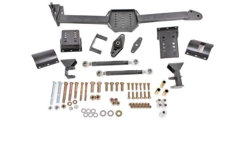 BMR 05-14 S197 Mustang Body Mount Watts Link Rod End/Poly w/ Adj. Axle Clamps - Black Hammertone - WL005H