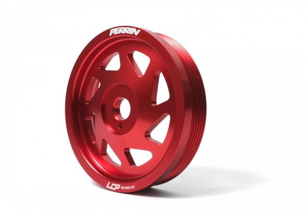 Perrin 93+ Impreza (WRX/STi) Crank Pulley - Red (w/AC) - PSP-ENG-100RD for 1994-2009 Subaru Legacy - front view