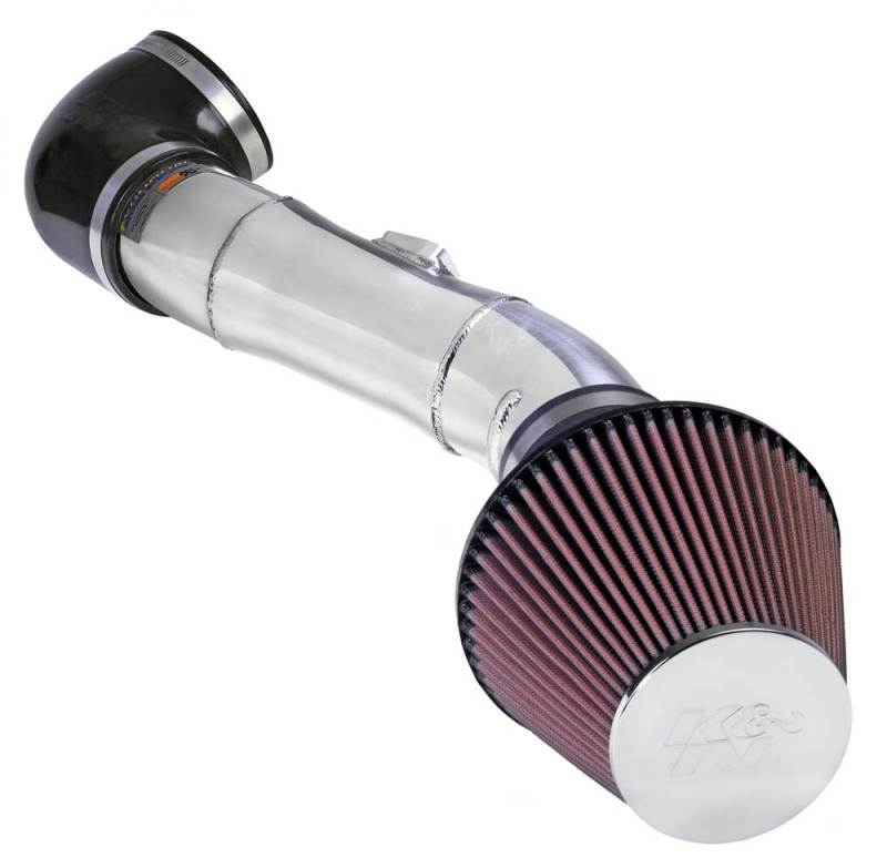 K&N 05 Ford Mustang GT V8-4.6L Polished Typhoon Short Ram Intake - 69-3523KP for 2005-2009 Ford Mustang - angle view