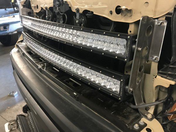 Cali Raised 14-21 Toyota Tundra 42 Hidden Grille Curved Led Light Bar Brackets Kit - Spot Beam/No S - CR2560 - front view