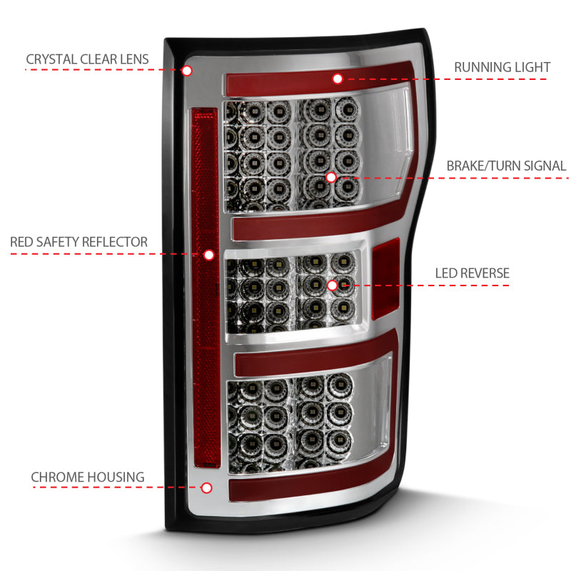 ANZO 2018-2019 Ford F-150 LED Taillight Chrome (Red Light Bar) (w/ Sequential) - 311316