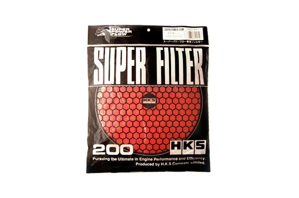 HKS 2 Layer Wet 200mm Red Replacement Filter Element - 70001-AK032 for 2003-2015 Mitsubishi Lancer - front view