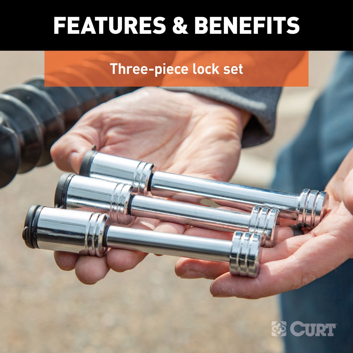CURT 70005 Rambler RV Tow Bar Lock Set, 3-Pack, Keyed-Alike