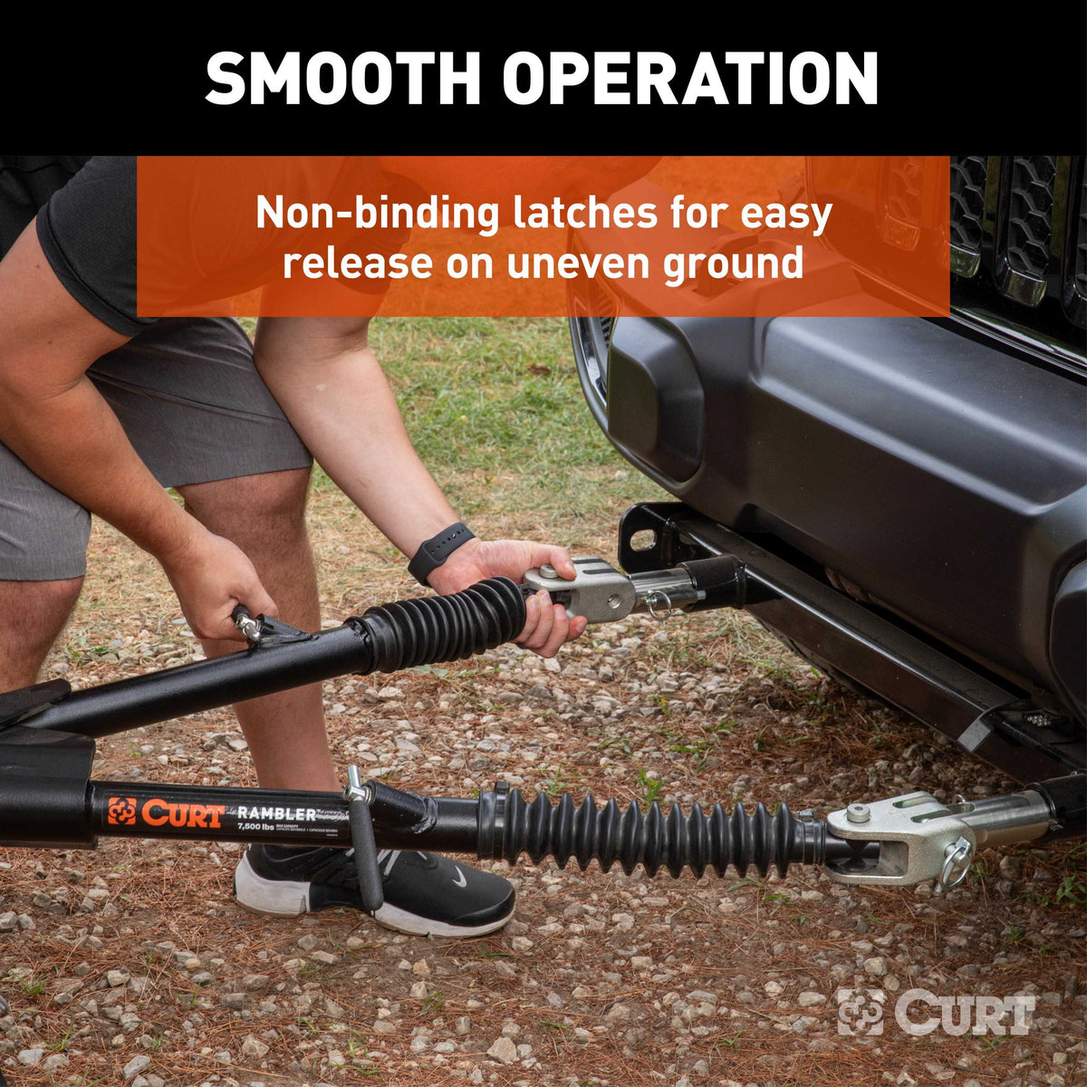 CURT 70015 Rambler Steel RV Tow Bar, 7,500 lb. Capacity, 2" Shank