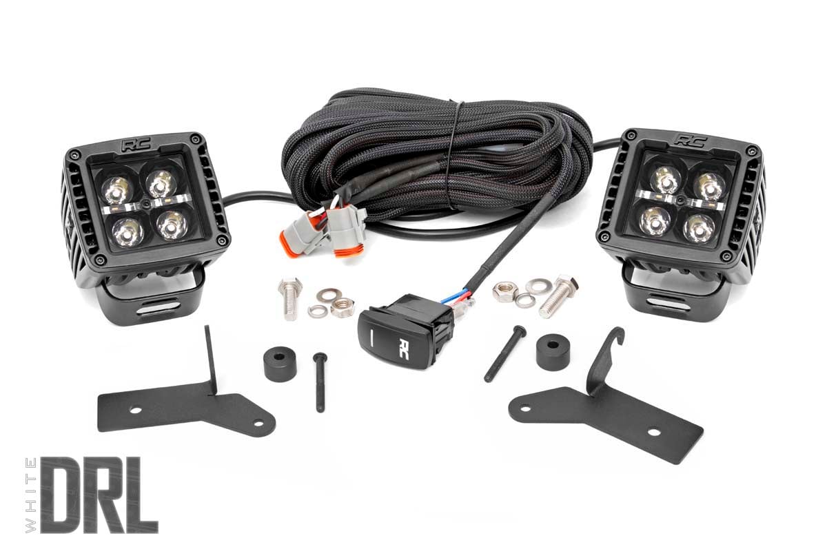 LED Light Kit | Hinge Mount | 2" Black Pair | White DRL | Jeep Gladiator JT/Wrangler JL (18-24)