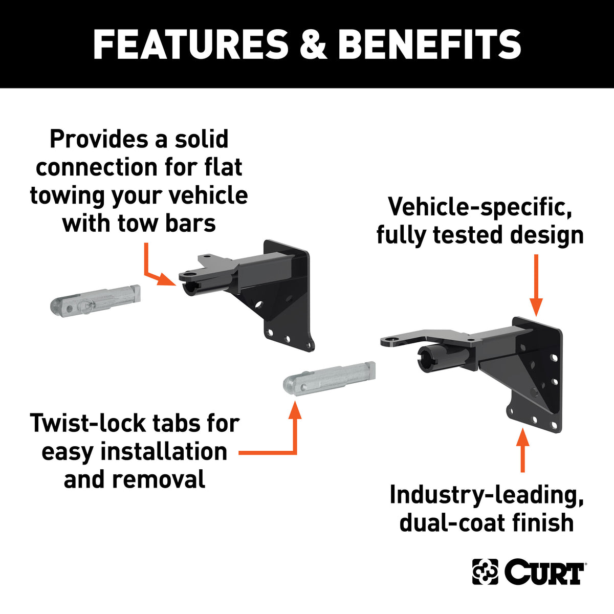 CURT 70103 Custom Tow Bar Base Plate Brackets for Dinghy Towing, Fits Select Jeep Cherokee