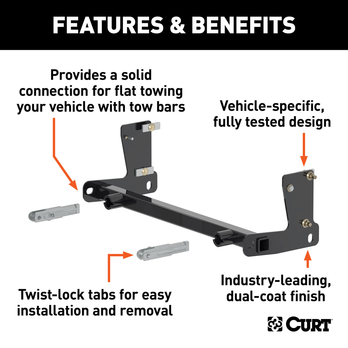 CURT 70105 Custom Tow Bar Base Plate Brackets for Dinghy Towing, Fits Select Jeep Wrangler JL