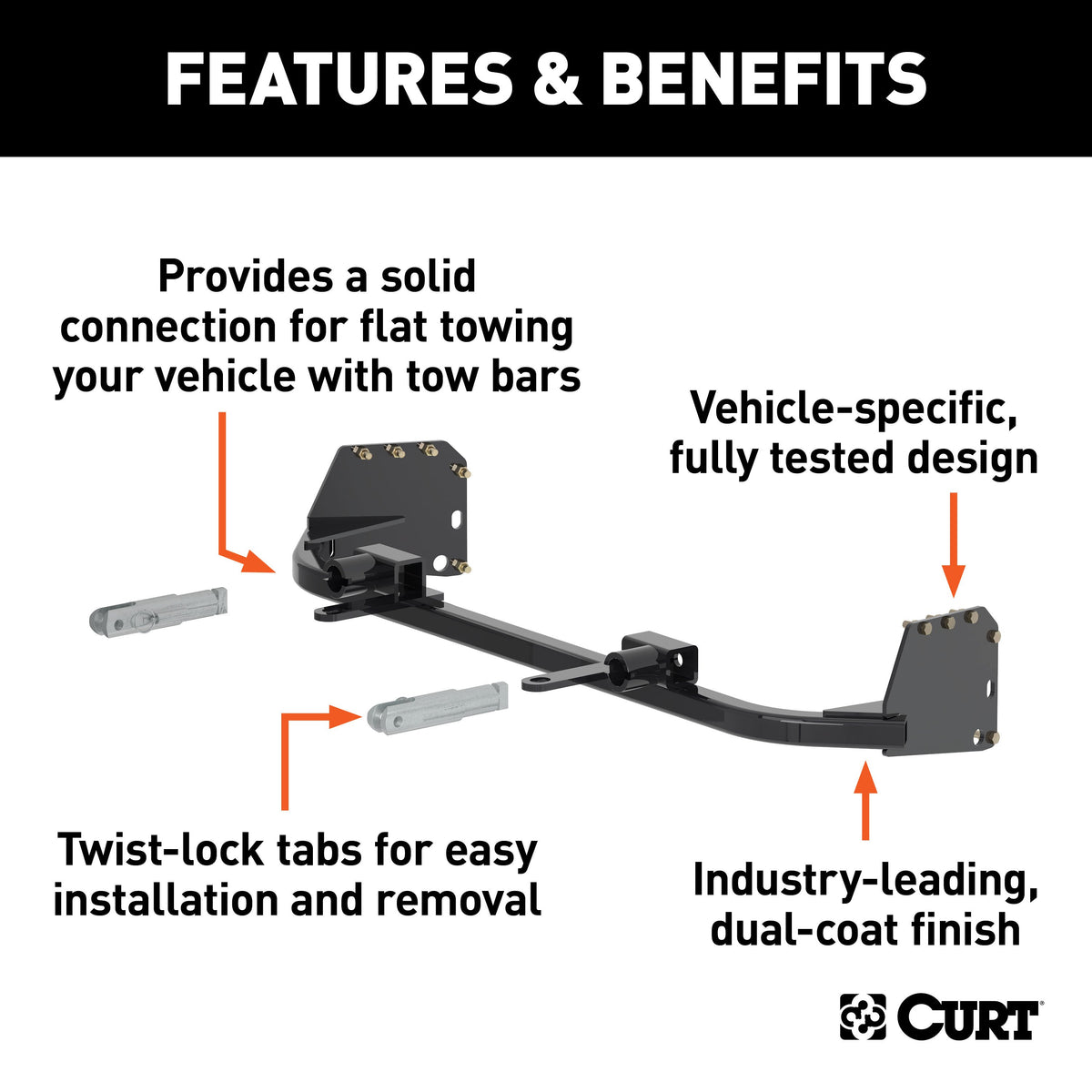 CURT 70108 Custom Tow Bar Base Plate Brackets for Dinghy Towing, Fits Select Chevrolet Equinox