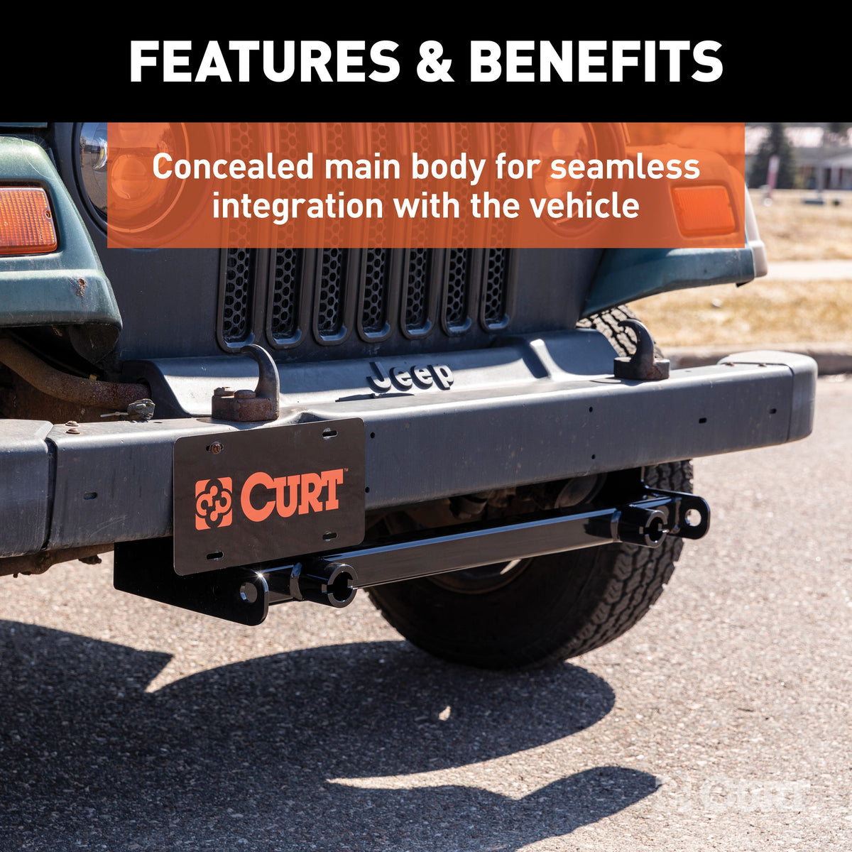 CURT 70112 Custom Tow Bar Base Plate Brackets for Dinghy Towing, Fits Select Jeep Wrangler TJ