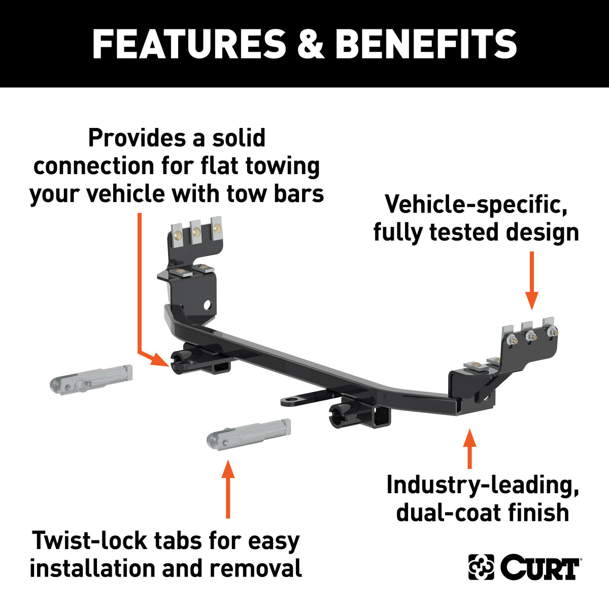 CURT 70113 Custom Tow Bar Base Plate Brackets for Dinghy Towing, Fits Select Ford Focus