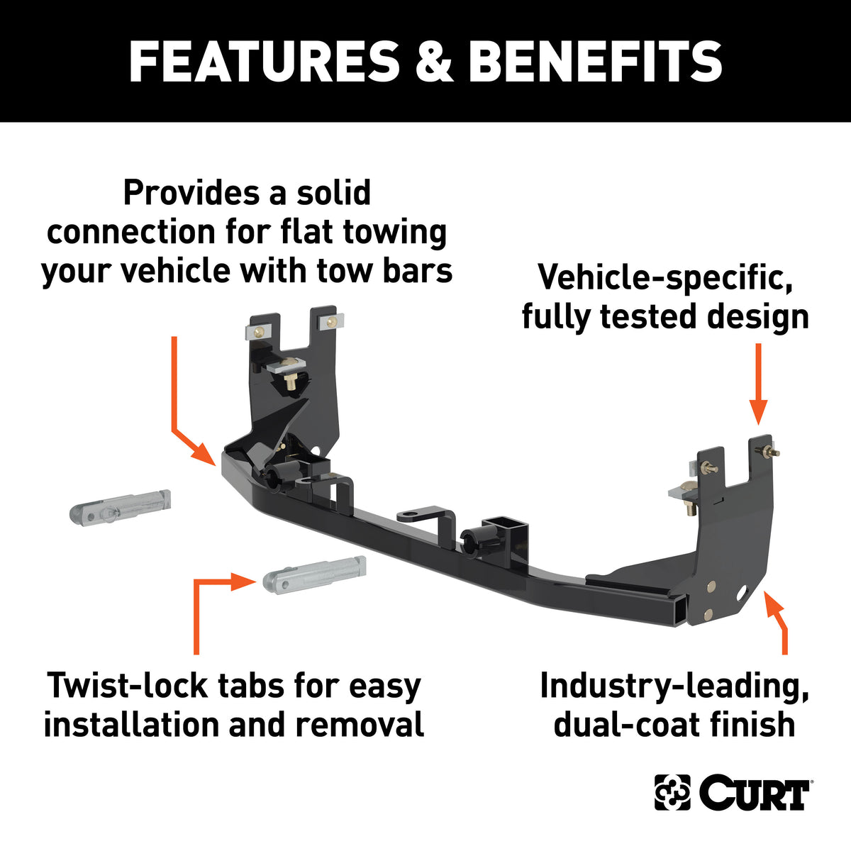 CURT 70114 Custom Tow Bar Base Plate Brackets for Dinghy Towing, Fits Select Ford Explorer