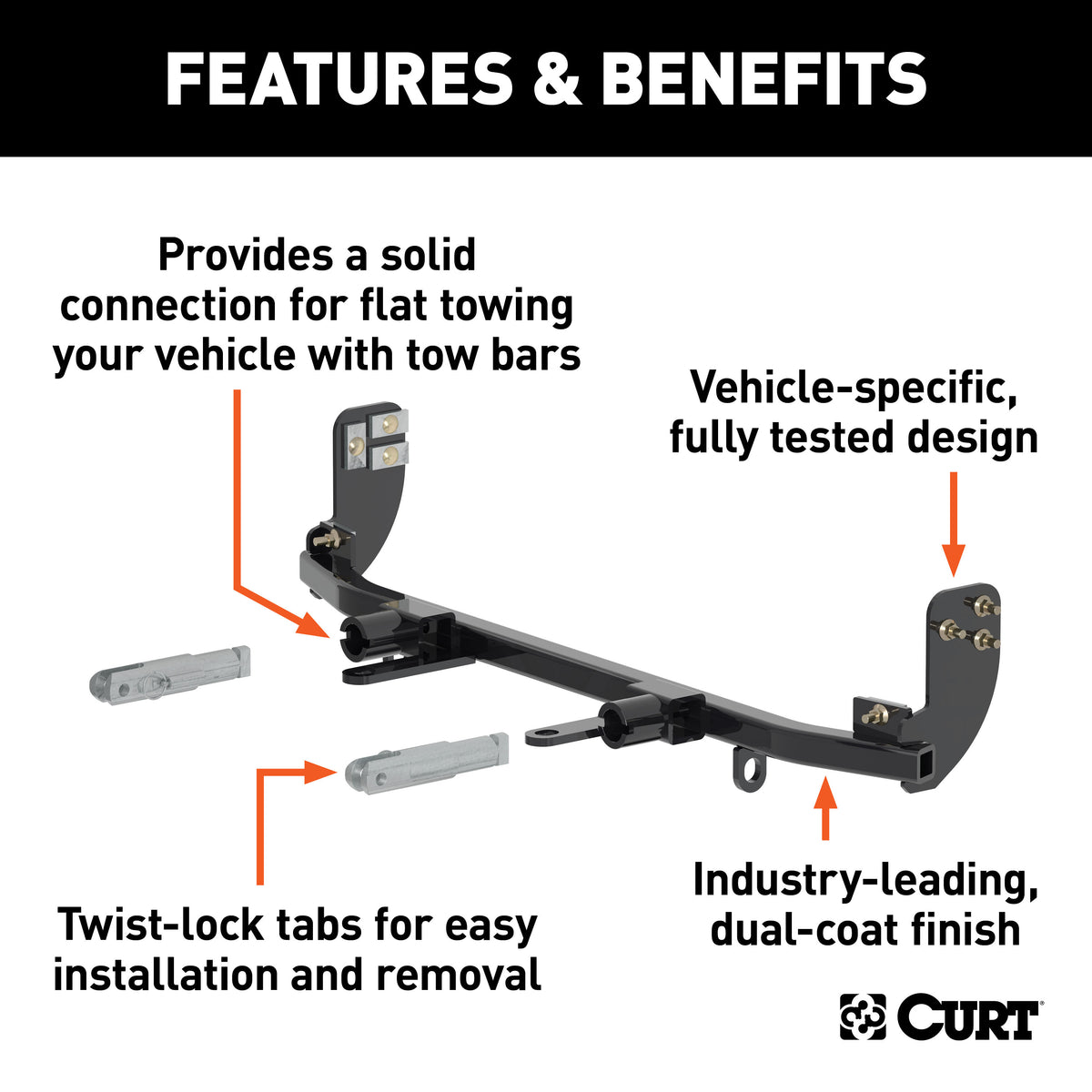 CURT 70116 Custom Tow Bar Base Plate Brackets for Dinghy Towing, Fits Select Chevrolet Sonic