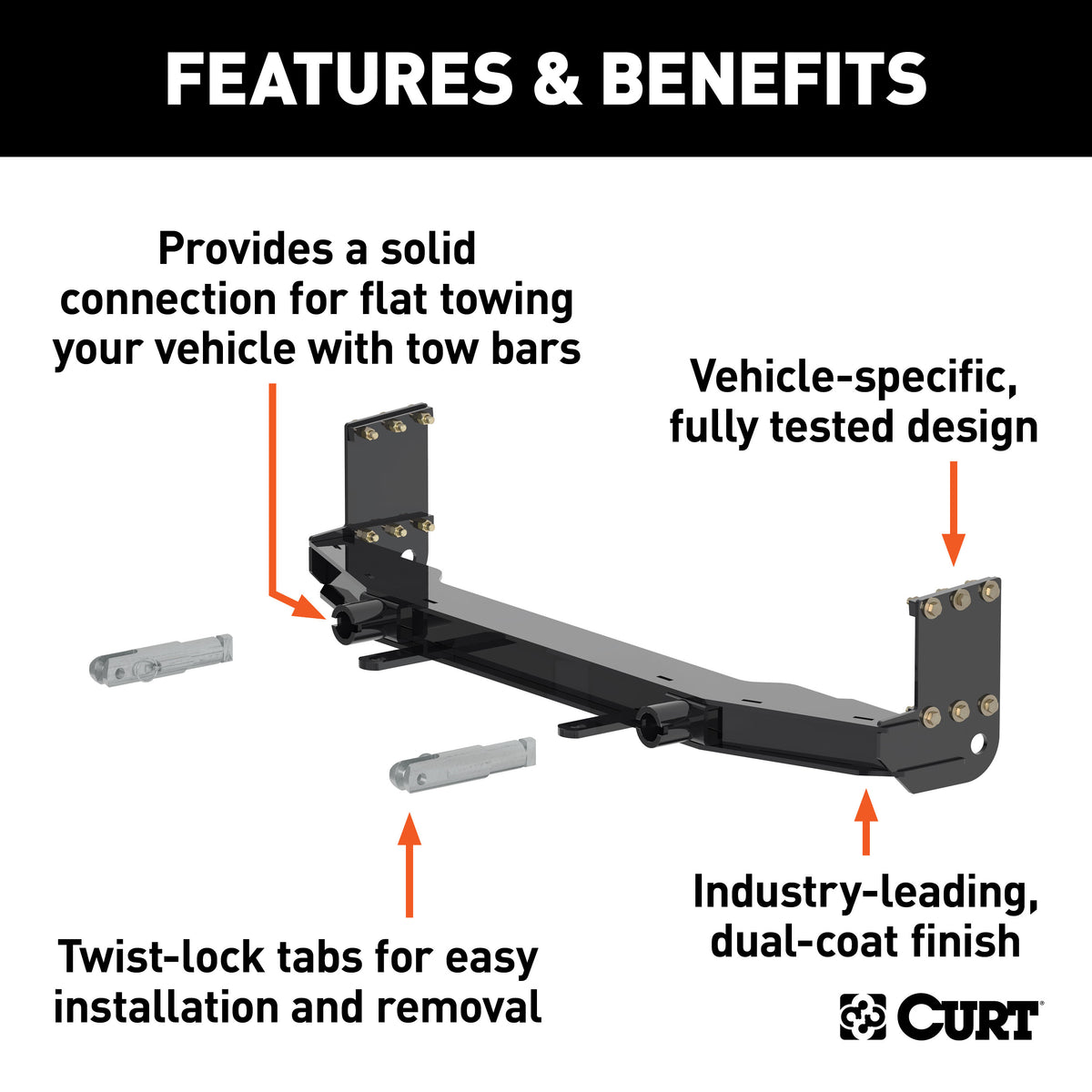 CURT 70117 Custom Tow Bar Base Plate Brackets for Dinghy Towing, Fits Select Buick Envision
