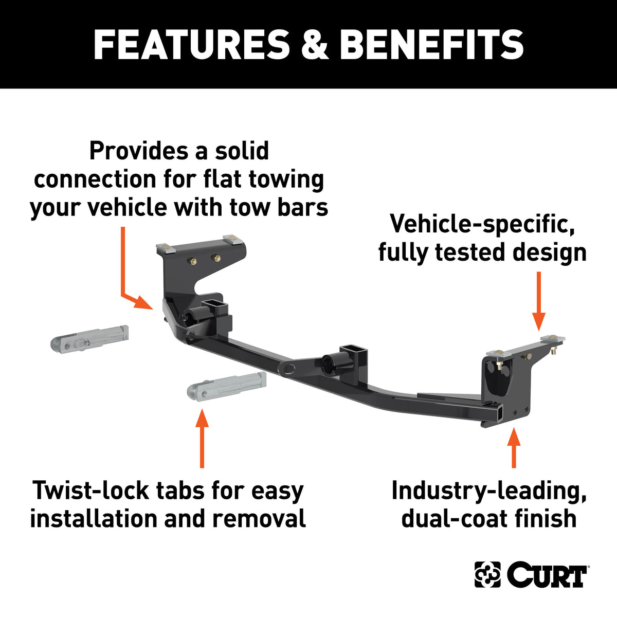 CURT 70118 Custom Tow Bar Base Plate Brackets for Dinghy Towing, Fits Select GMC Acadia