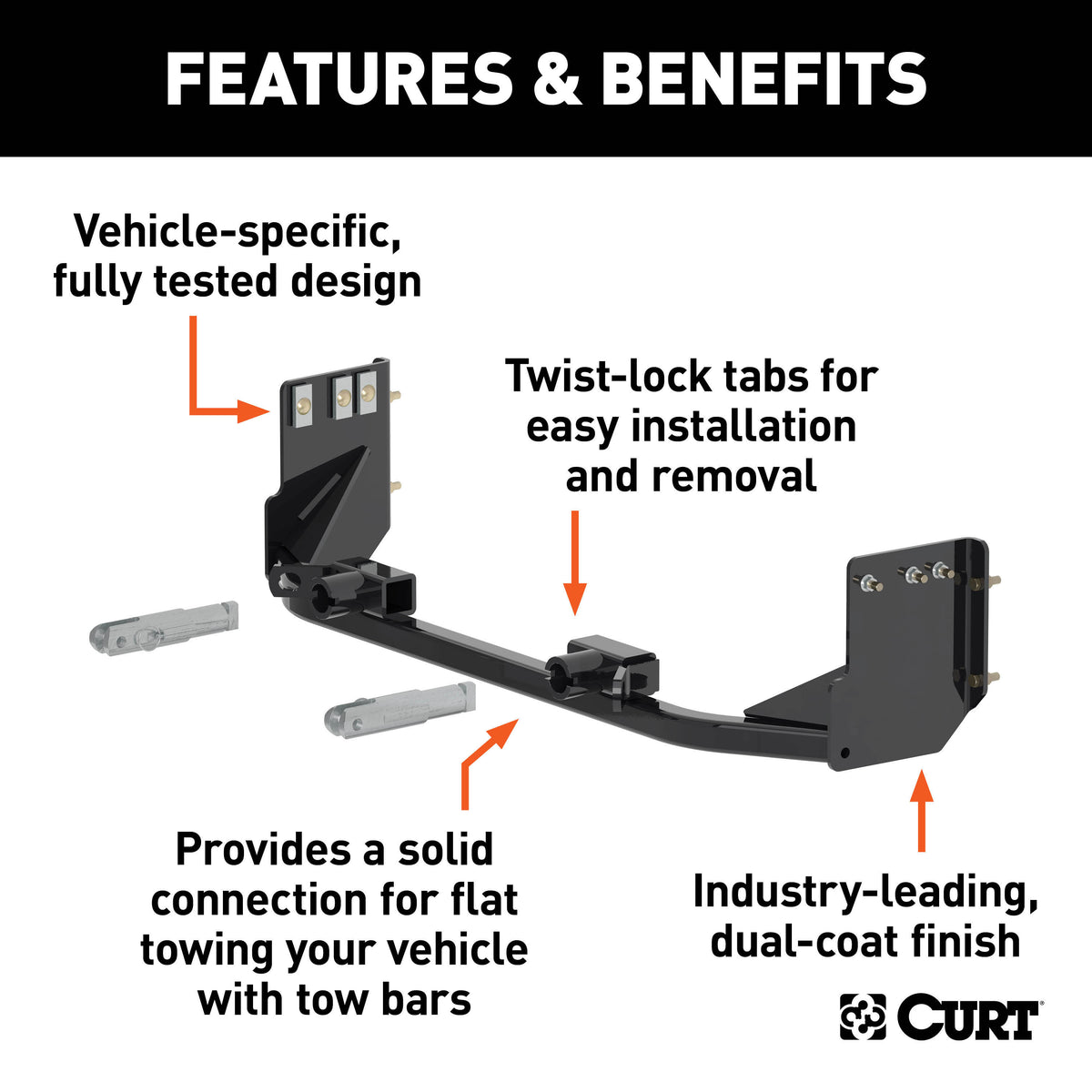 CURT 70123 Custom Tow Bar Base Plate Brackets for Dinghy Towing, Fits Select Cadillac SRX