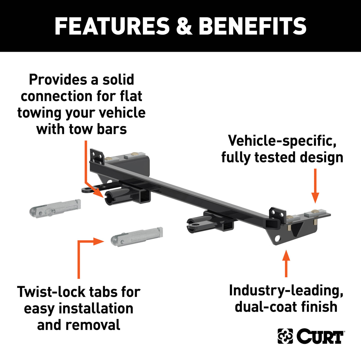CURT 70124 Custom Tow Bar Base Plate Brackets for Dinghy Towing, Fits Select Buick Enclave
