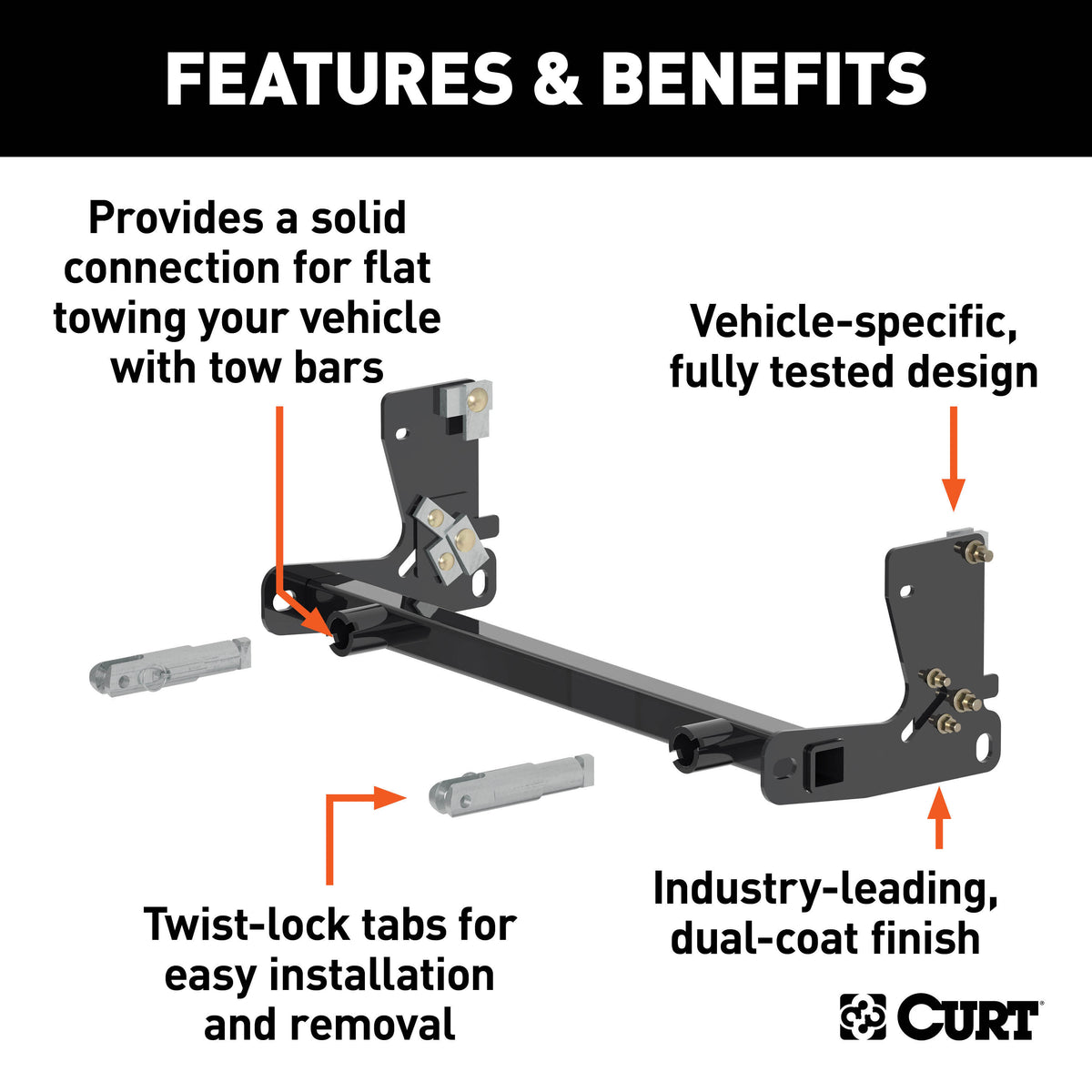 CURT 70129 Custom Tow Bar Base Plate Brackets for Dinghy Towing, Fits Select Jeep Wrangler TJ