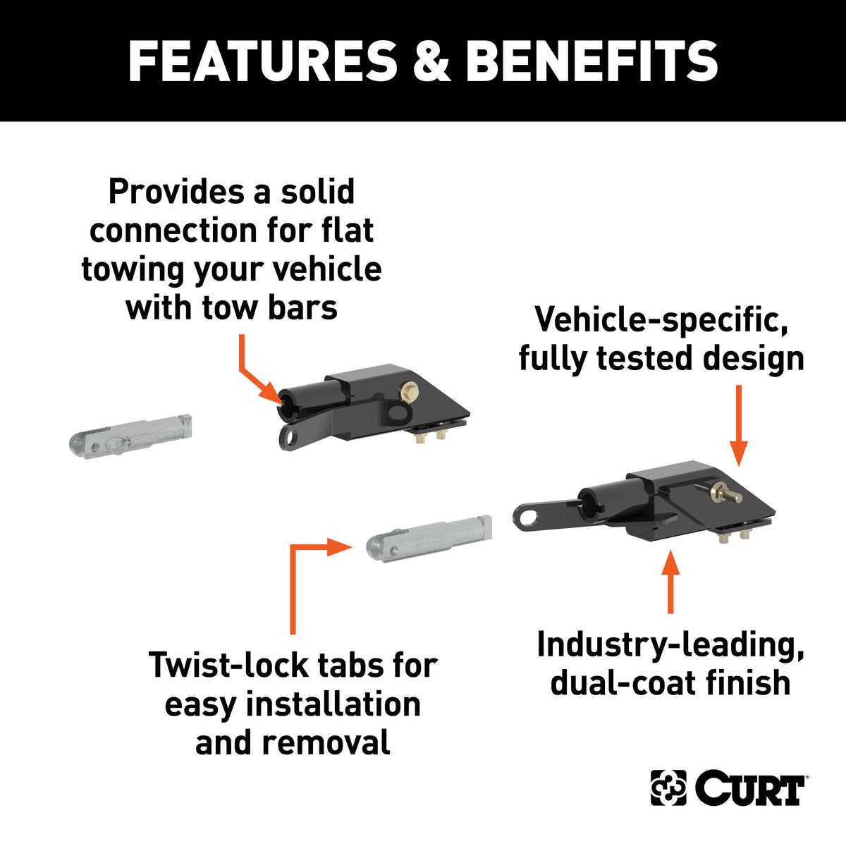 CURT 70131 Custom Tow Bar Base Plate Brackets for Dinghy Towing, Fits Select Chevrolet Silverado, GMC Sierra 2500, 3500 HD