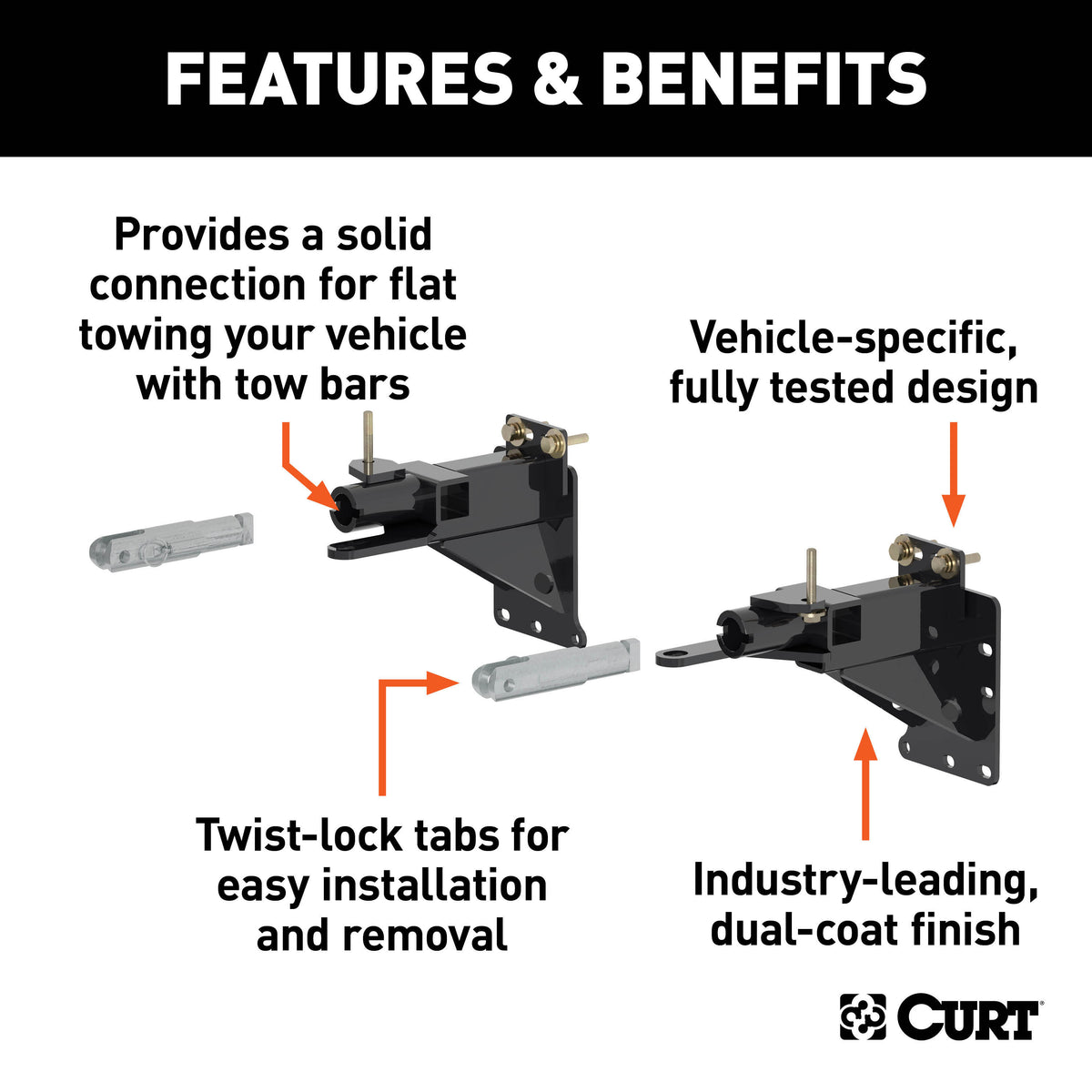 CURT 70134 Custom Tow Bar Base Plate Brackets for Dinghy Towing, Fits Select Jeep Cherokee