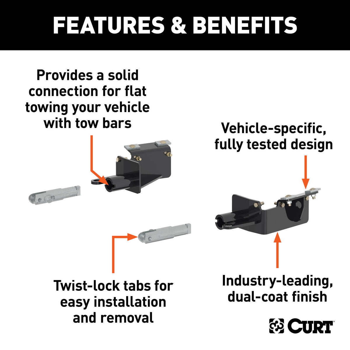 CURT 70136 Custom Tow Bar Base Plate Brackets for Dinghy Towing, Fits Select Chevrolet Traverse