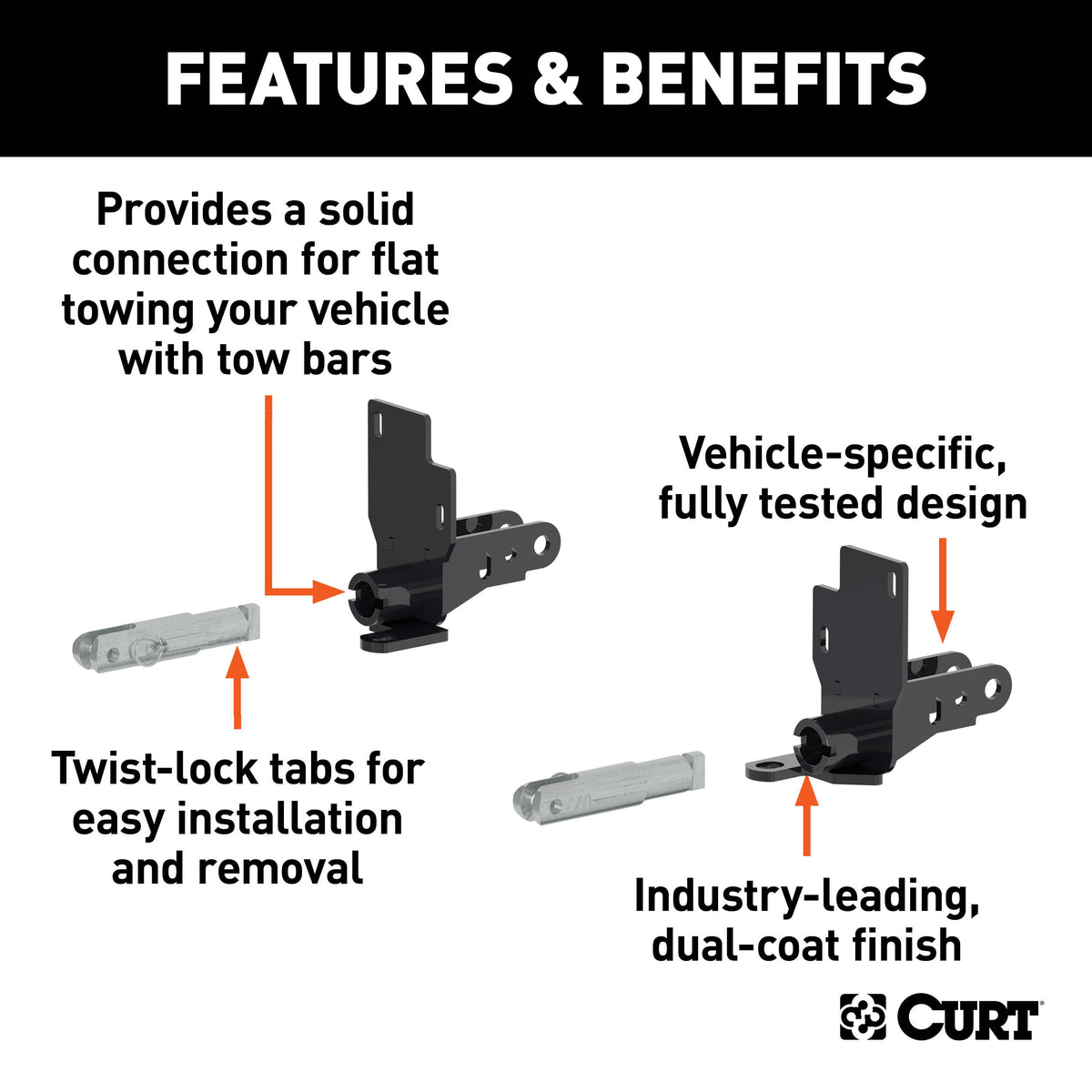 CURT 70144 Custom Tow Bar Base Plate Brackets for Dinghy Towing, Fits Select Chevrolet Colorado, GMC Canyon