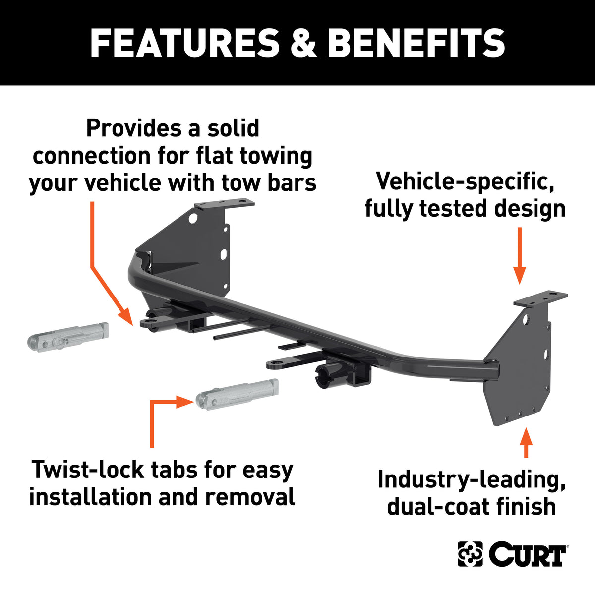 CURT 70148 Custom Tow Bar Base Plate Brackets for Dinghy Towing, Fits Select Chevrolet Equinox
