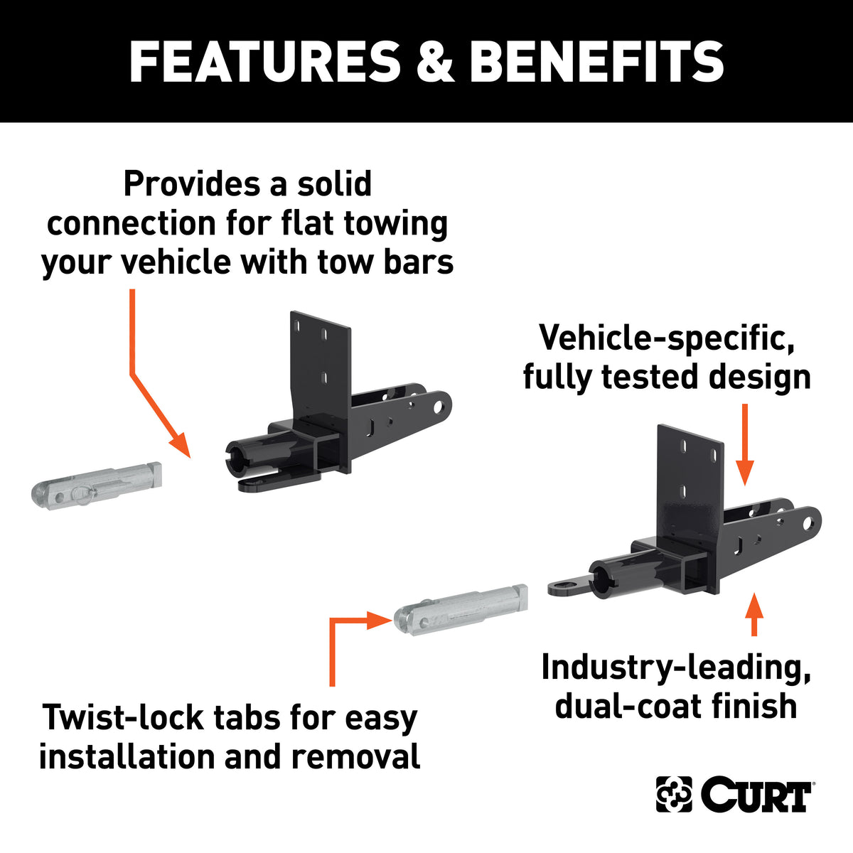 CURT 70151 Custom Tow Bar Base Plate Brackets for Dinghy Towing, Fits Select Chevrolet Colorado, GMC Canyon