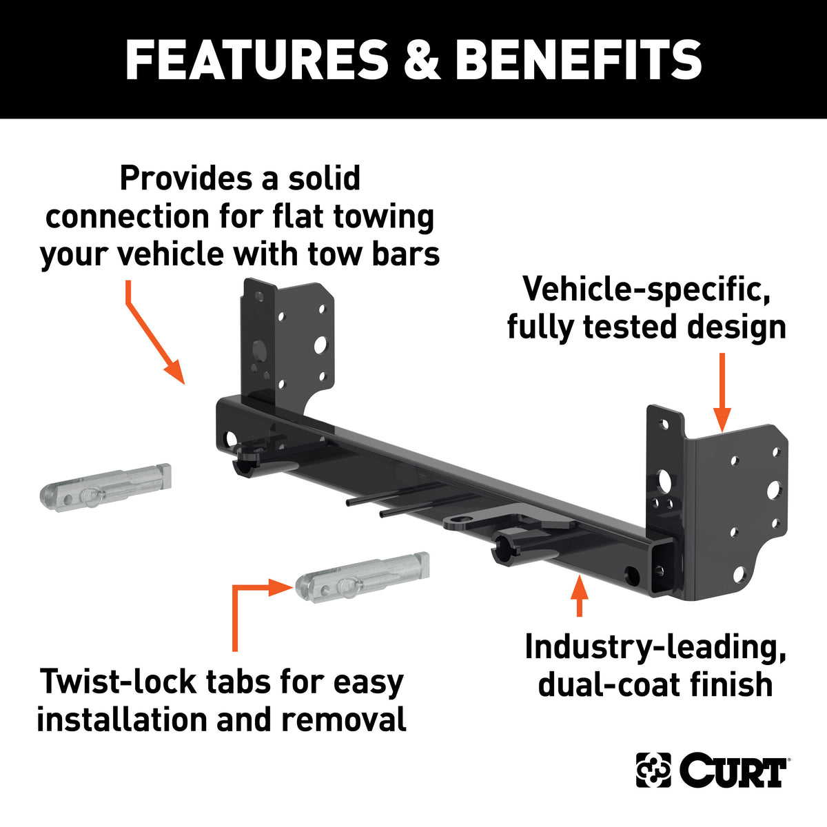 CURT 70152 Custom Tow Bar Base Plate Brackets for Dinghy Towing, Fits Select Jeep Grand Cherokee L