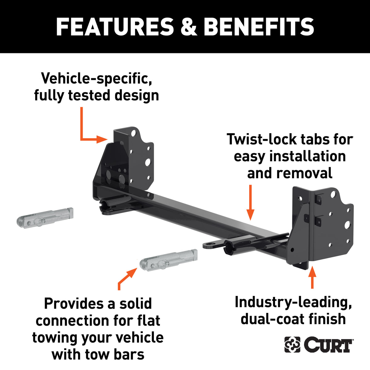 CURT 70153 Custom Tow Bar Base Plate Brackets for Dinghy Towing, Fits Select Jeep Grand Cherokee