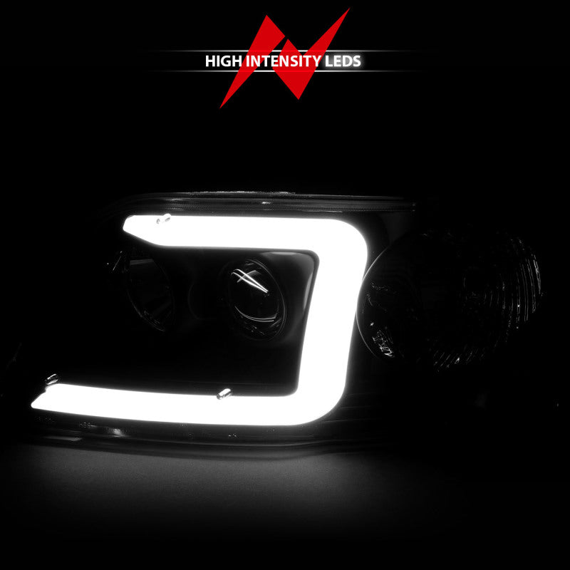 ANZO 1997-2003 Ford F-150 Projector Headlights w/ Light Bar Black Housing - 111503