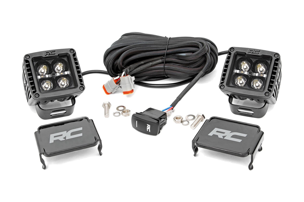 Rough Country - 2 Inch Black Series LED Light Pods - Spot - Square