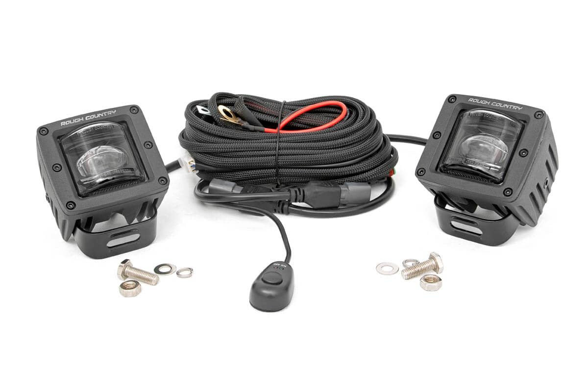 Rough Country - 2 Inch Black Series LED Light Pods - SAE Fog