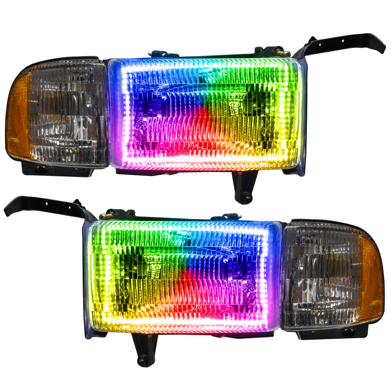 Oracle 94-02 Dodge Ram Pre-Assembled Halo Headlights - ColorSHIFT w/o Controller SEE WARRANTY - 8167-334