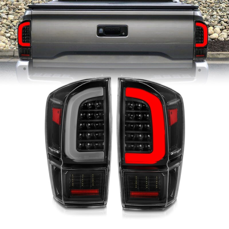 ANZO 16-21 Toyota Tacoma LED Tail Lights - w/ Light Bar Sequential Black Housing &amp; Clear Lens - 311400