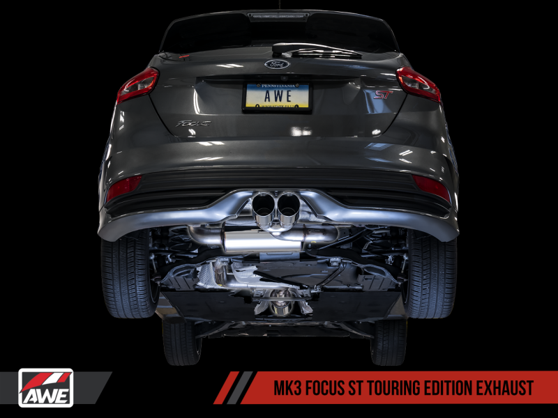 Clearace - AWE Tuning Ford Focus ST Touring Edition Cat-back Exhaust - Non-Resonated - Chrome Silver Tips